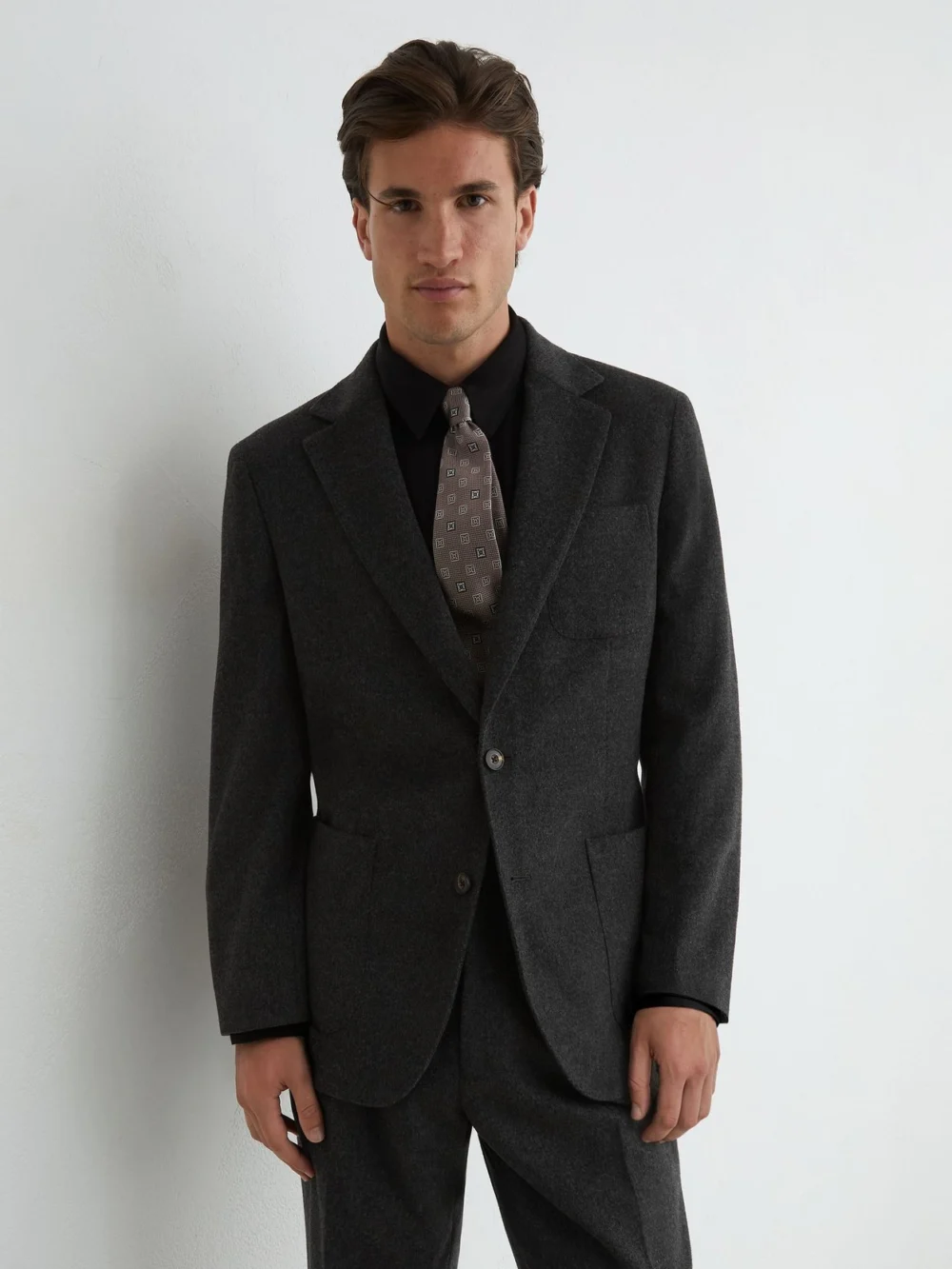 Reiss Charcoal Grey Collin Tailored Fit Wool-blend Flannel Single-breasted Suit Blazer