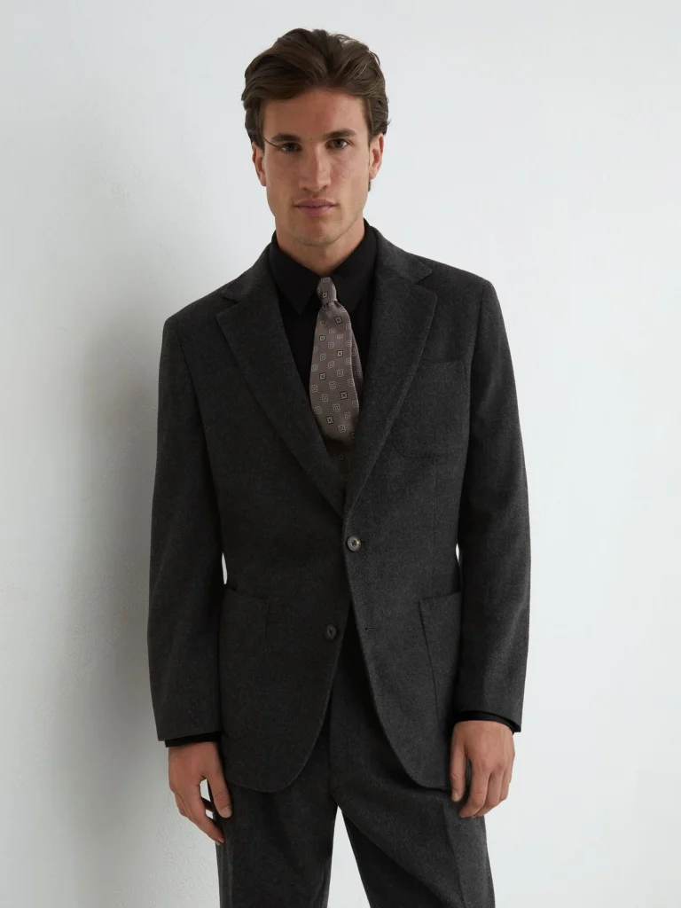 Reiss Charcoal Grey Collin Tailored Fit Wool-blend Flannel Single-breasted Suit Blazer