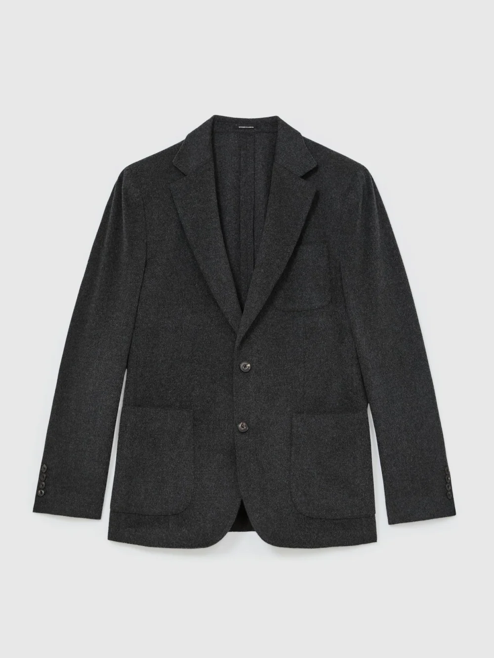 Reiss Charcoal Grey Collin Tailored Fit Wool-blend Flannel Single-breasted Suit Blazer, view 2