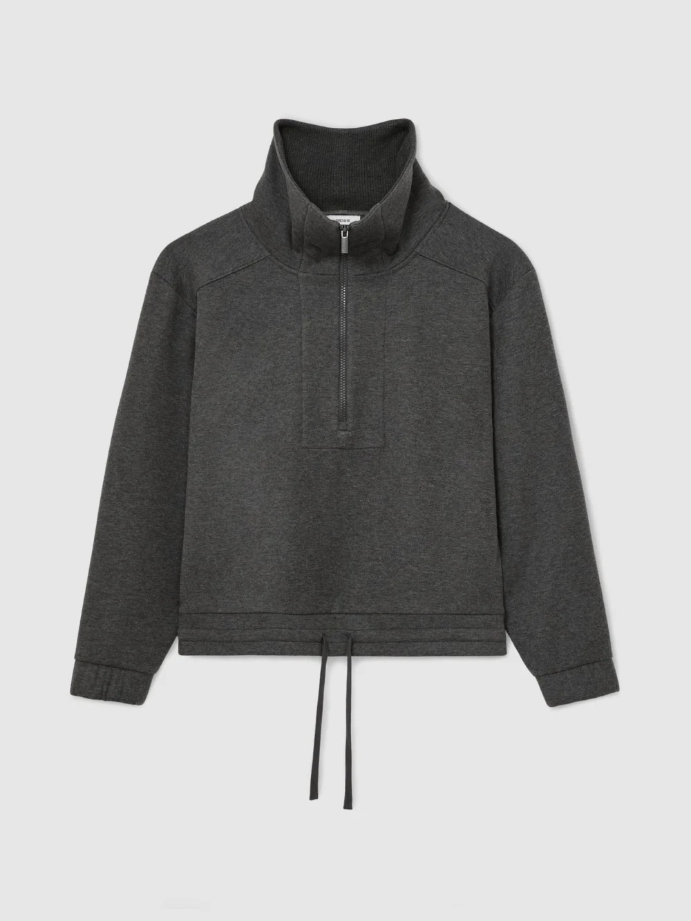 Reiss Charcoal Grey Marl Lyocell-wool Half-zip Sweatshirt, view 2