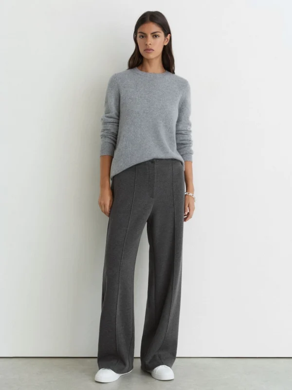 Reiss Charcoal Grey Marl Lyocell-wool Wide-leg Joggers