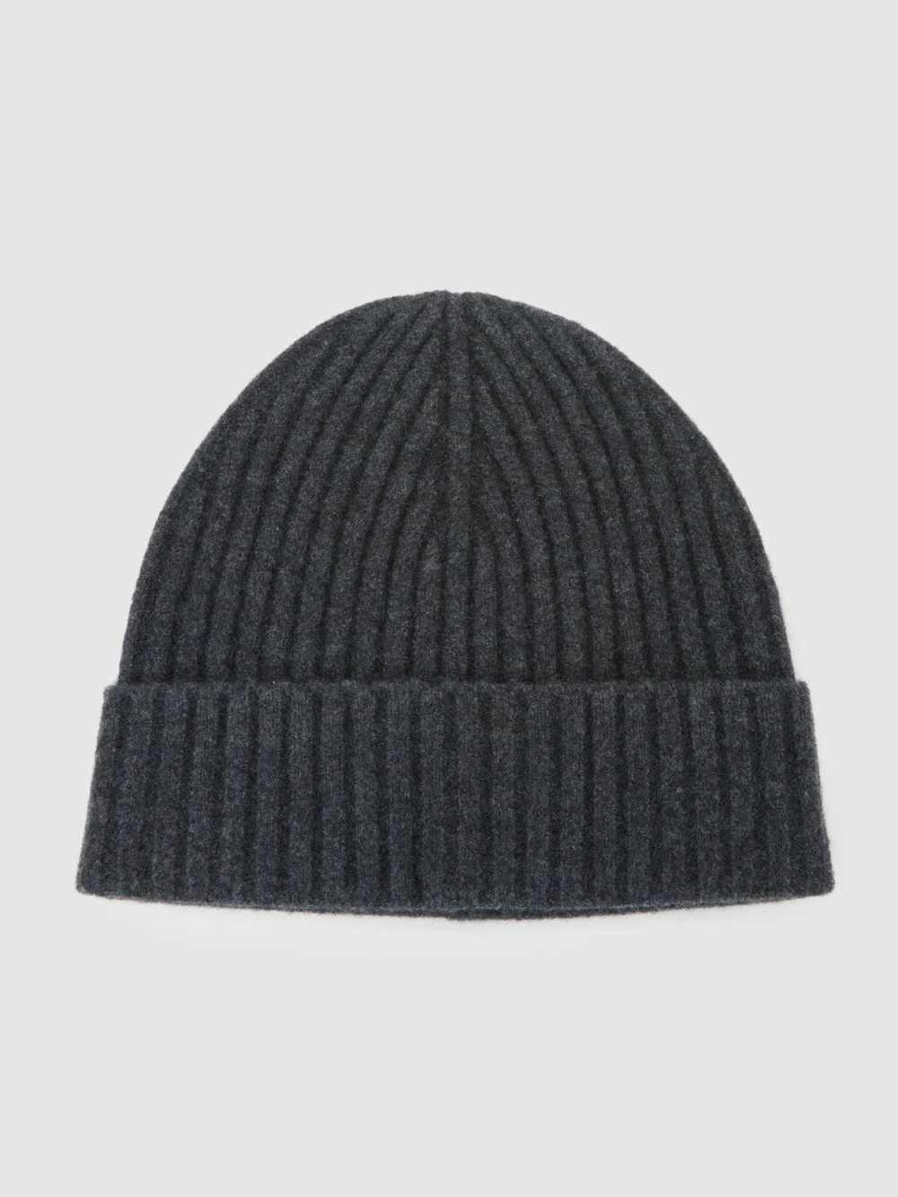 Reiss Charcoal Grey Merino Wool-blend Wide-rib Beanie,, view 3