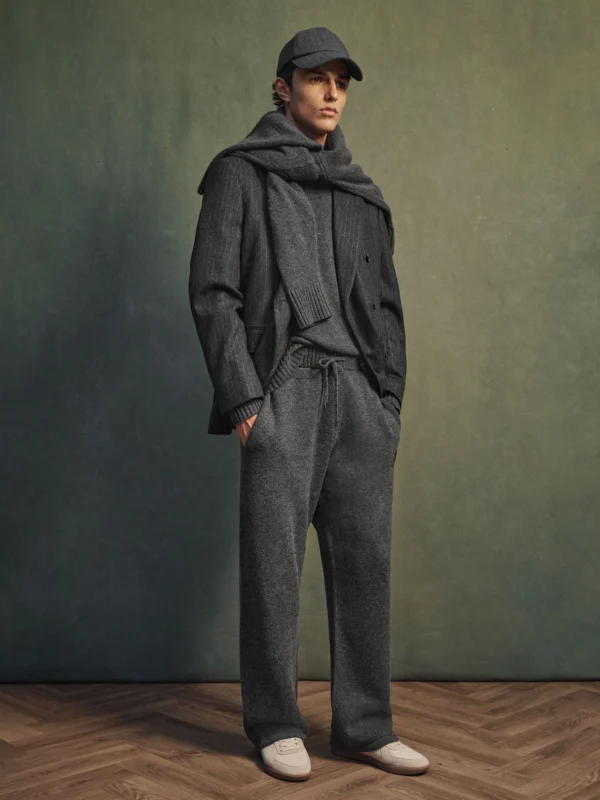 Reiss Charcoal Grey Monogram Wool Relaxed-fit Knitted Joggers