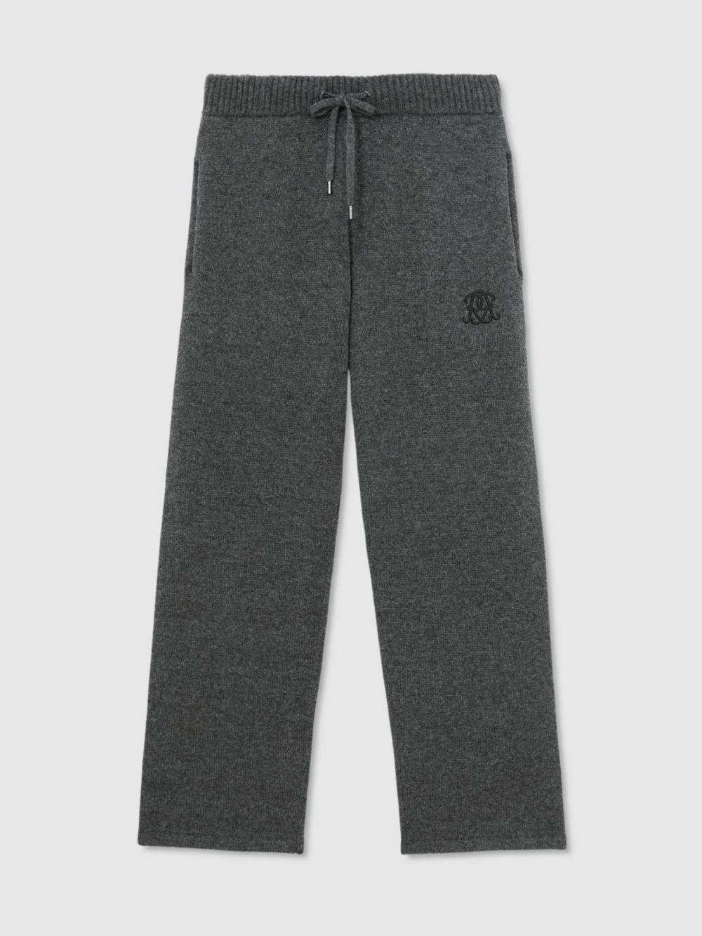 Reiss Charcoal Grey Monogram Wool Relaxed-fit Knitted Joggers, view 2