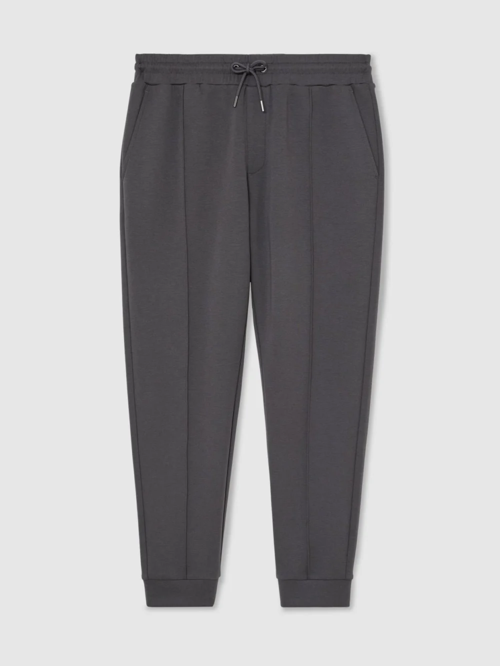 Reiss Charcoal Grey Sueded Interlock Jersey Cuffed Joggers, view 2