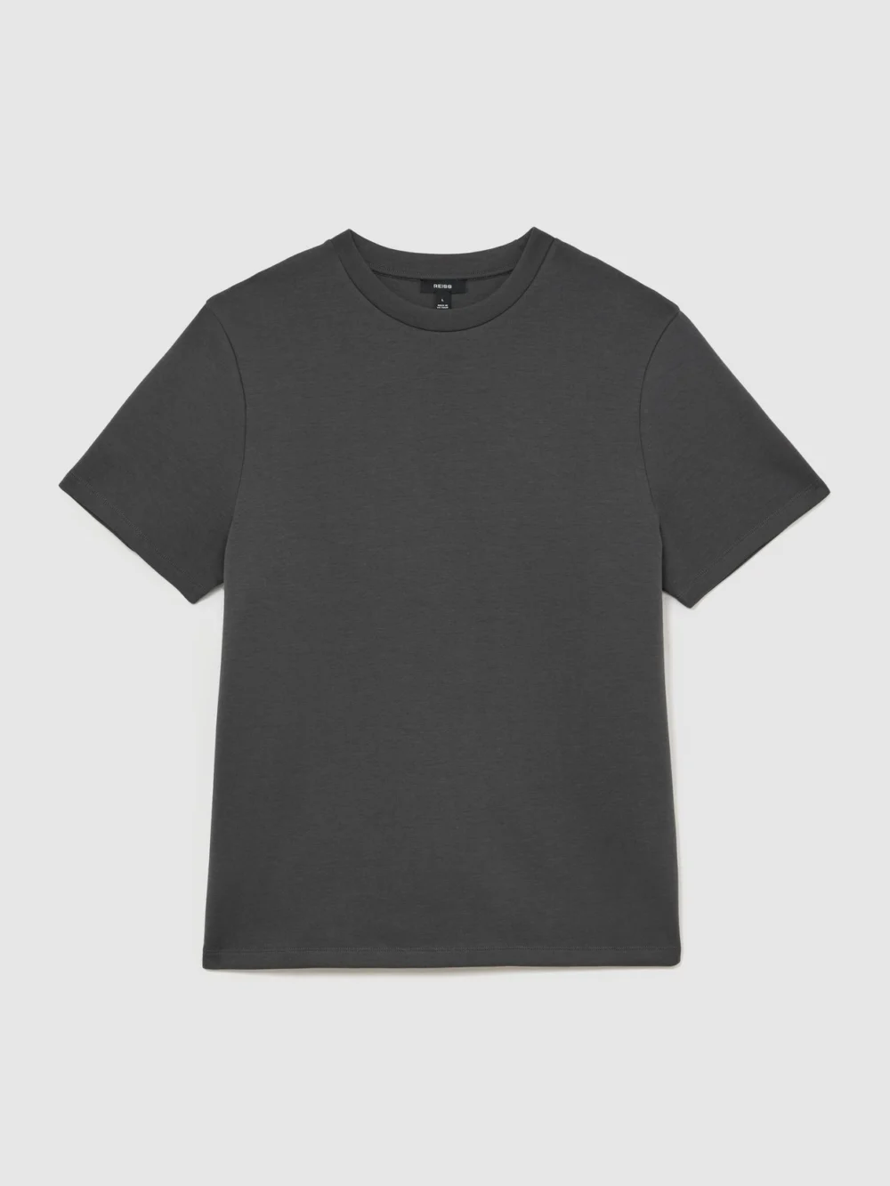 Reiss Charcoal Grey Sueded Interlock Jersey Modern-fit T-shirt, view 2