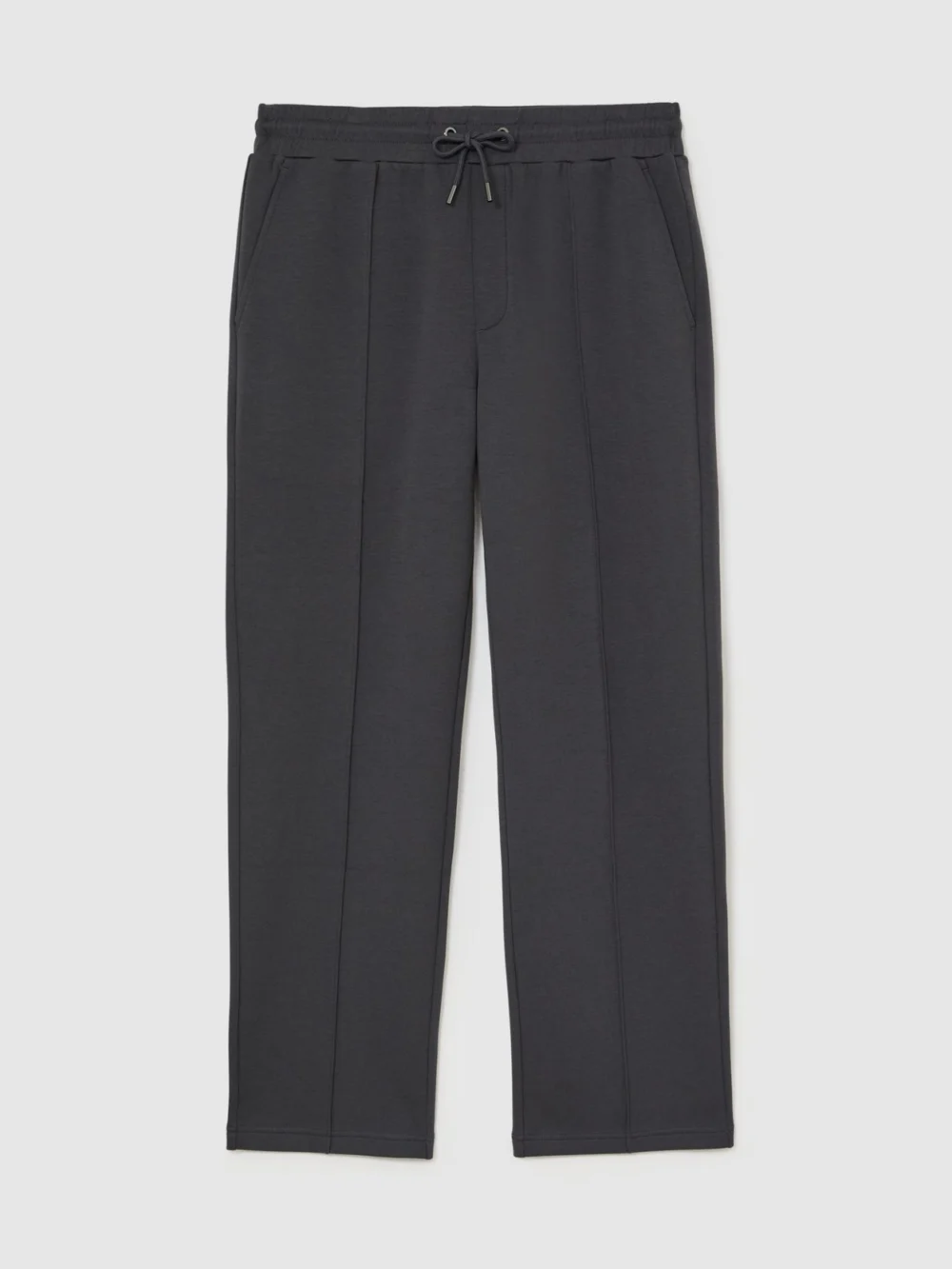Reiss Charcoal Grey Sueded Interlock Jersey Straight-leg Joggers, view 2