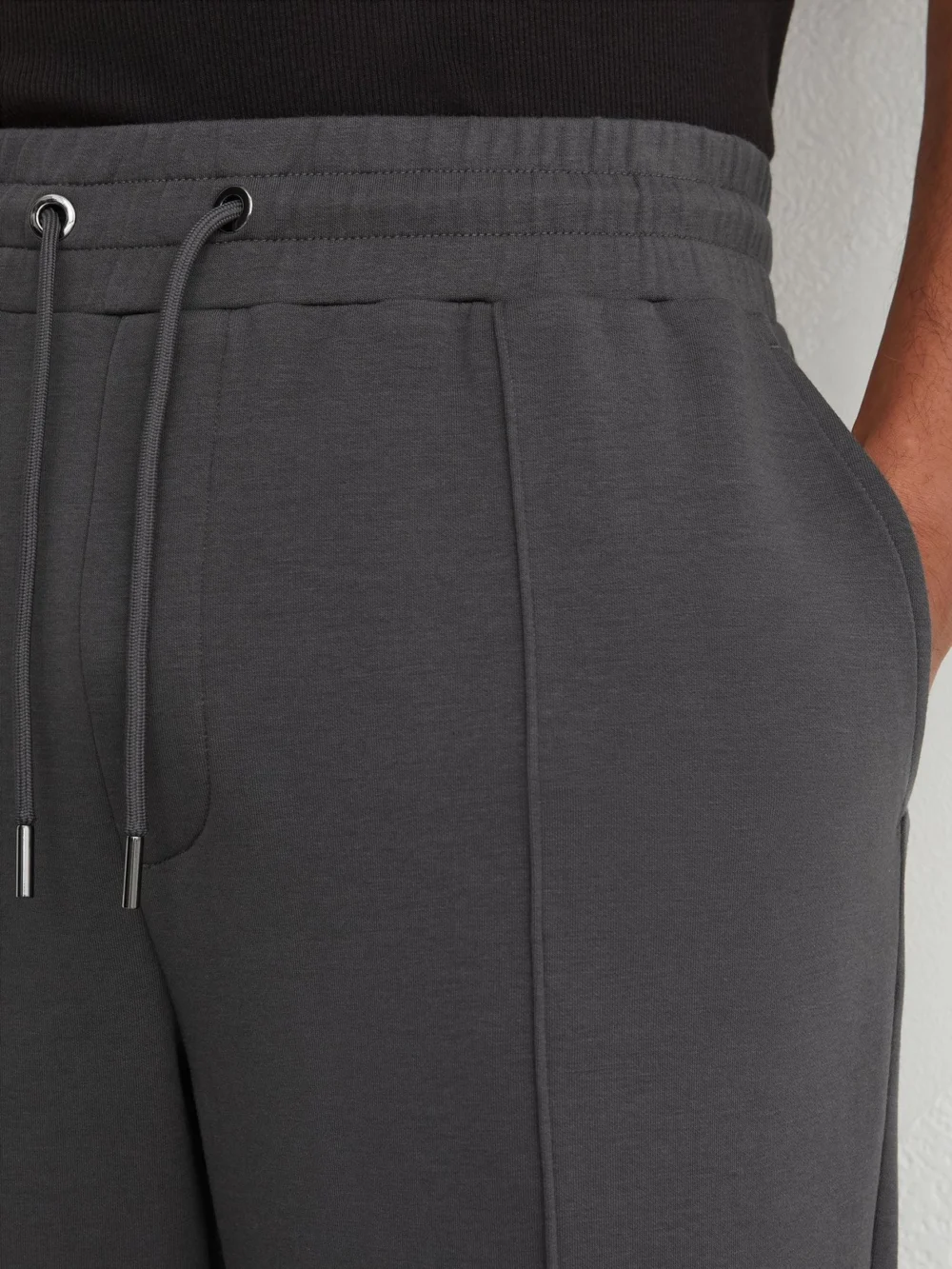 Reiss Charcoal Grey Sueded Interlock Jersey Straight-leg Joggers, view 4