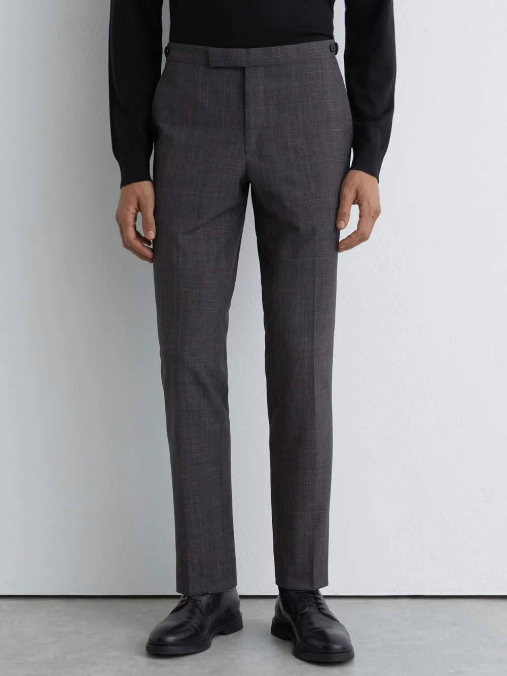 Reiss Charcoal Grey Tailored Fit Wool-blend Check Suit Trousers, view 4