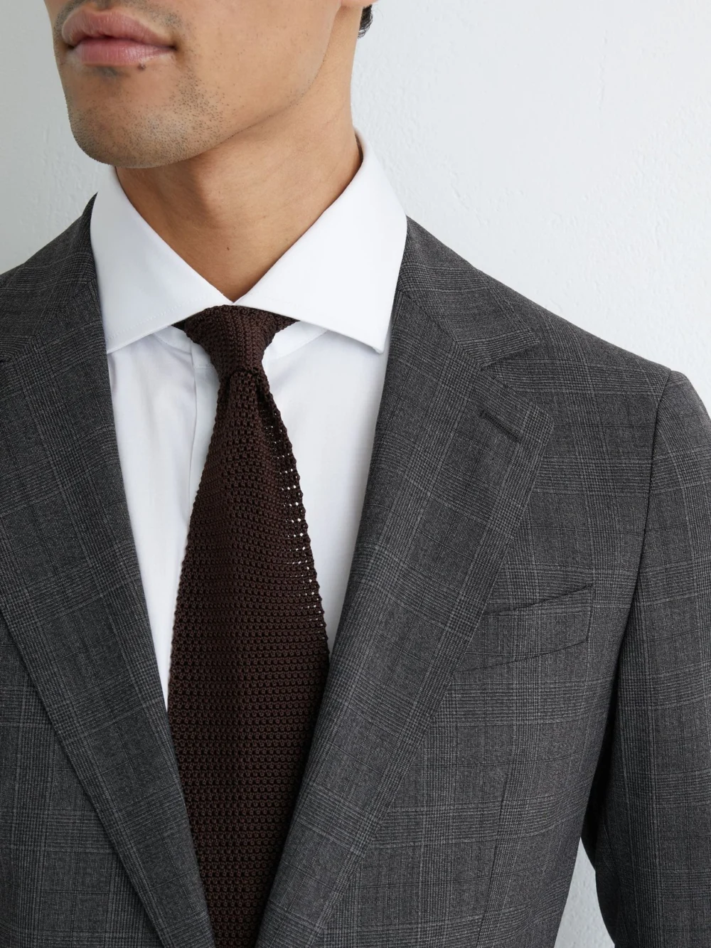 Reiss Charcoal Grey Tailored Fit Wool-blend Single-breasted Check Blazer, view 4