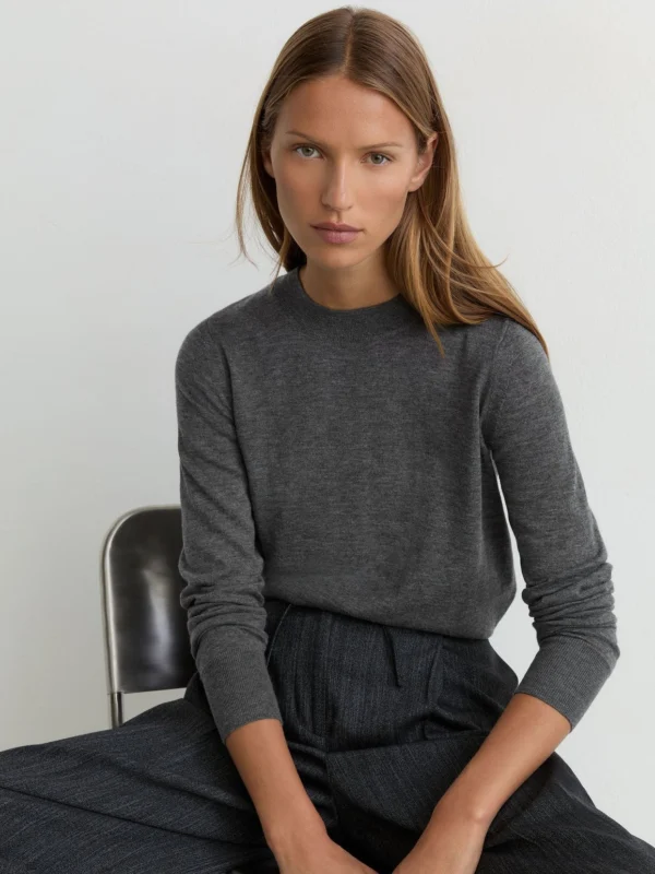 Reiss Charcoal Grey Ultra-soft Merino Wool Crew-neck Jumper