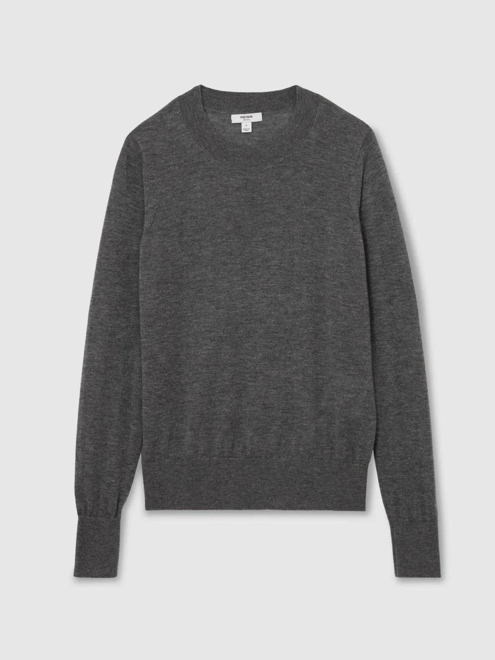 Reiss Charcoal Grey Ultra-soft Merino Wool Crew-neck Jumper, view 2