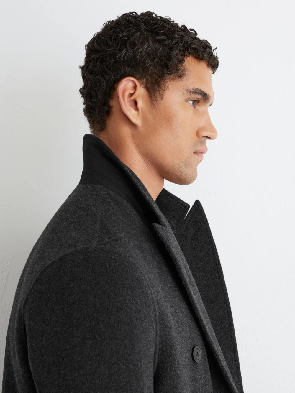 Reiss Charcoal Grey Wool-blend Double-breasted Epsom Overcoat, view 4