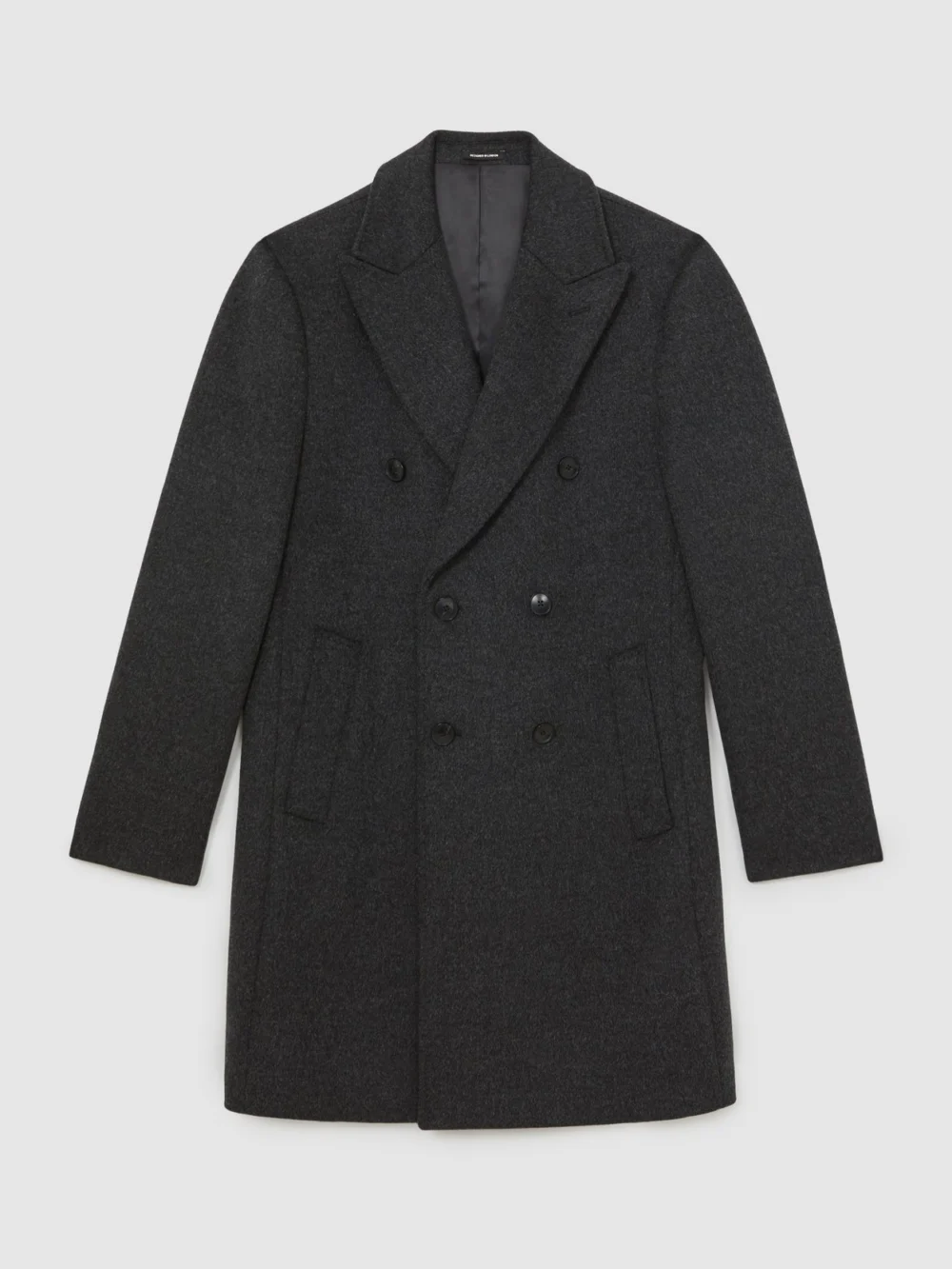 Reiss Charcoal Grey Wool-blend Double-breasted Overcoat, view 2