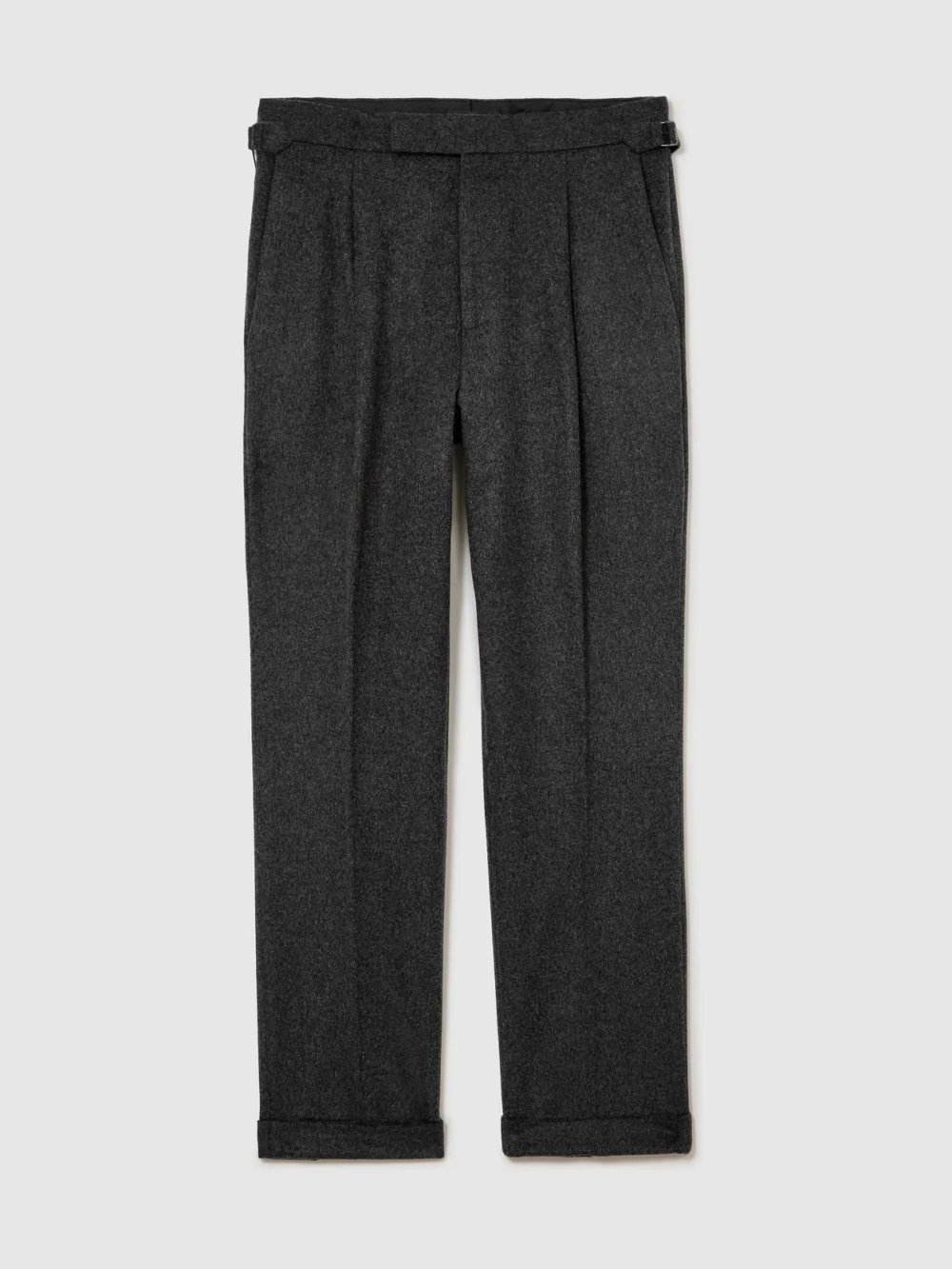 Reiss Charcoal Grey Wool-blend Flannel Side-adjuster Suit Trousers Tailored-fit, view 2