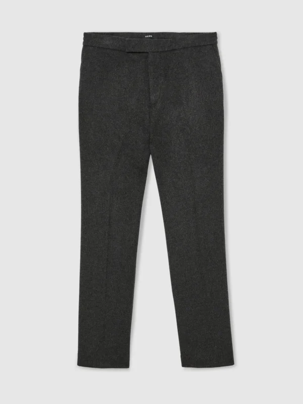 Reiss Charcoal Grey Wool-blend Flannel Tailored-fit Suit Trousers
