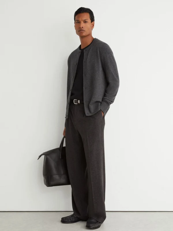 Reiss Charcoal Grey Wool-cashmere Jersey-knit Cardigan