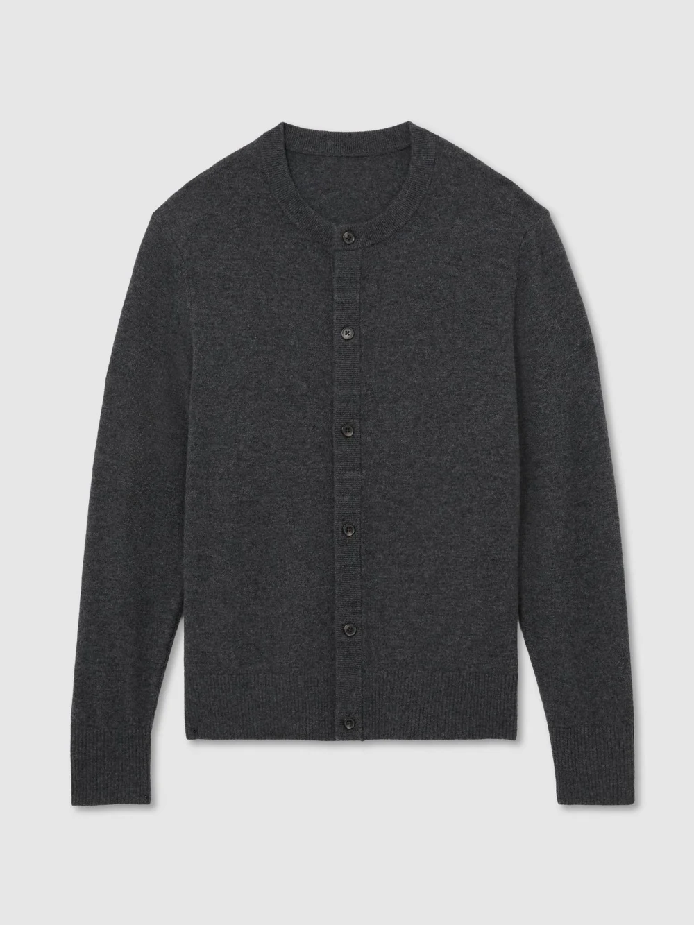 Reiss Charcoal Grey Wool-cashmere Jersey-knit Cardigan, view 2