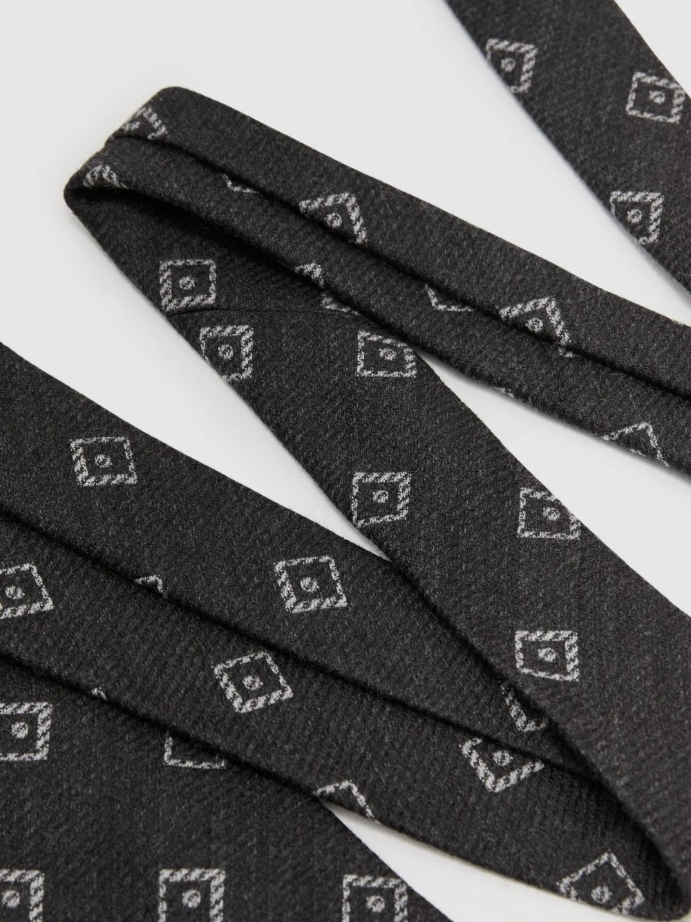 Reiss Charcoal Grey Wool-silk Diamond-medallion Unlined Tie,, view 3