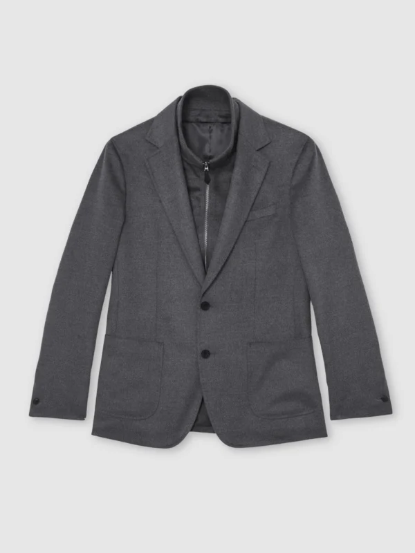 Reiss Charcoal Single-breasted Blazer with Gilet Insert Tailored-fit