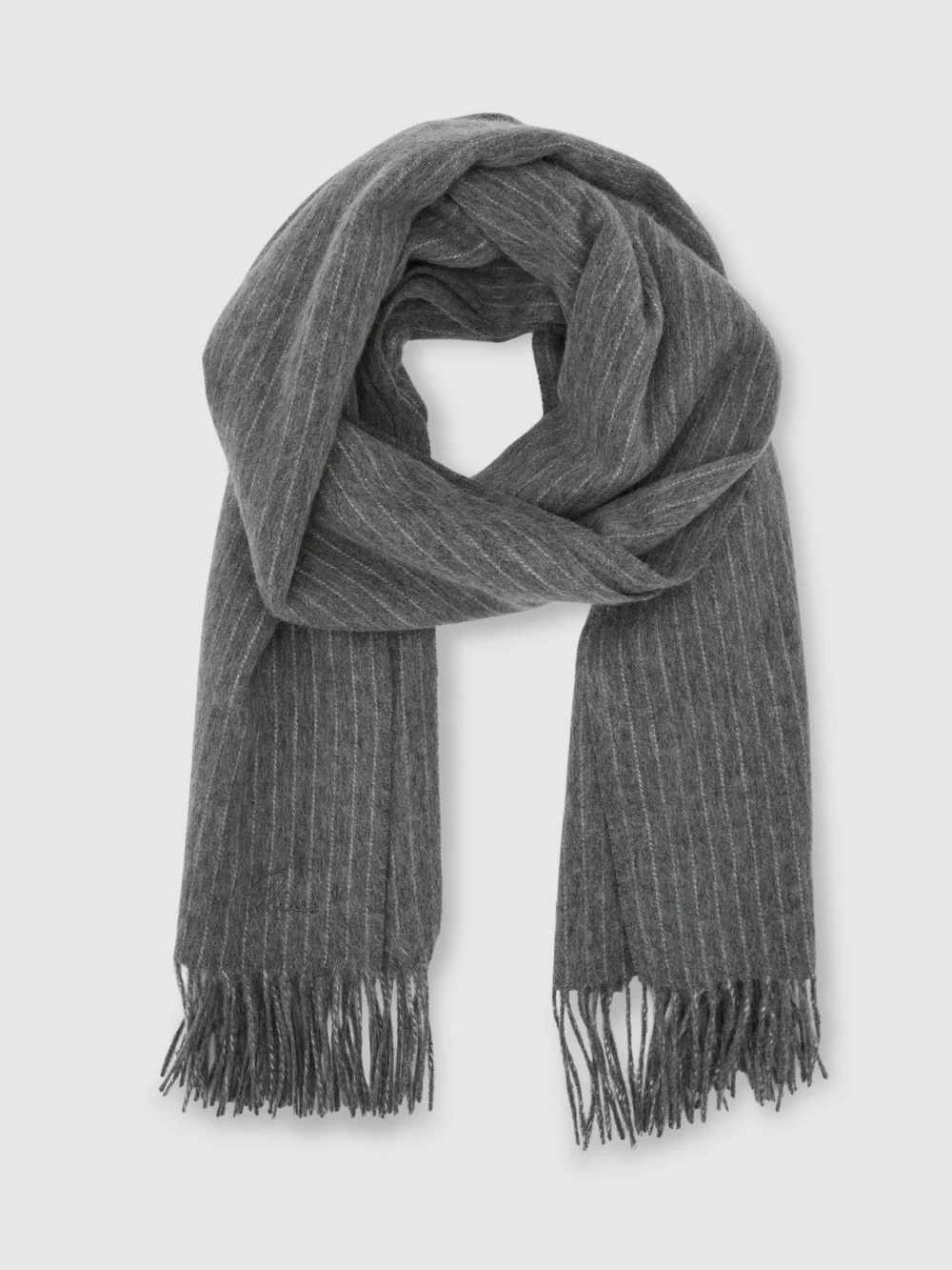 Reiss Charcoal Wool and Cashmere Scarf,, view 3