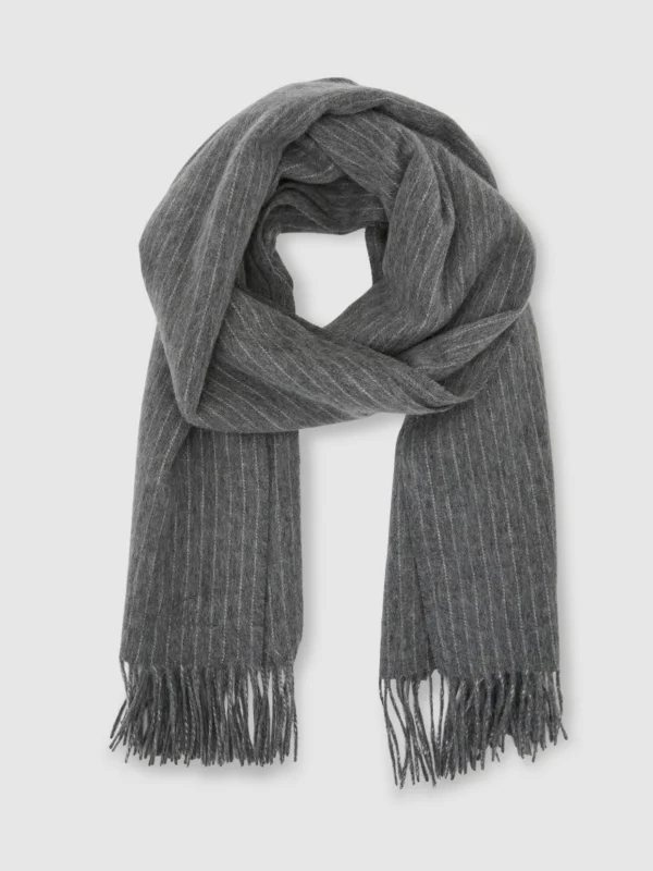 Reiss Charcoal Wool and Cashmere Scarf,, view 3
