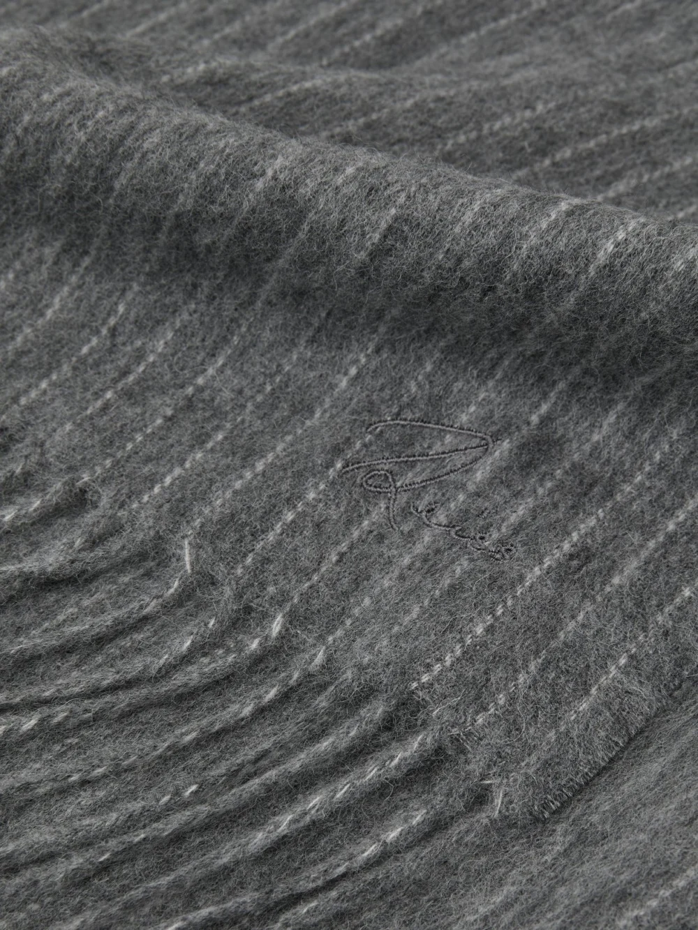Reiss Charcoal Wool and Cashmere Scarf,, view 4