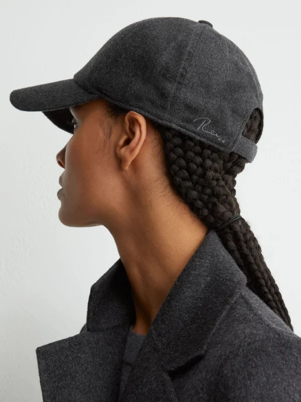 Reiss Charcoal Wool-silk Blend Baseball Cap,
