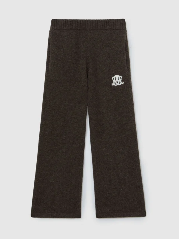 Reiss Chocolate Brown 3-9 yrs Monogram Relaxed Wool-blend Joggers Fit