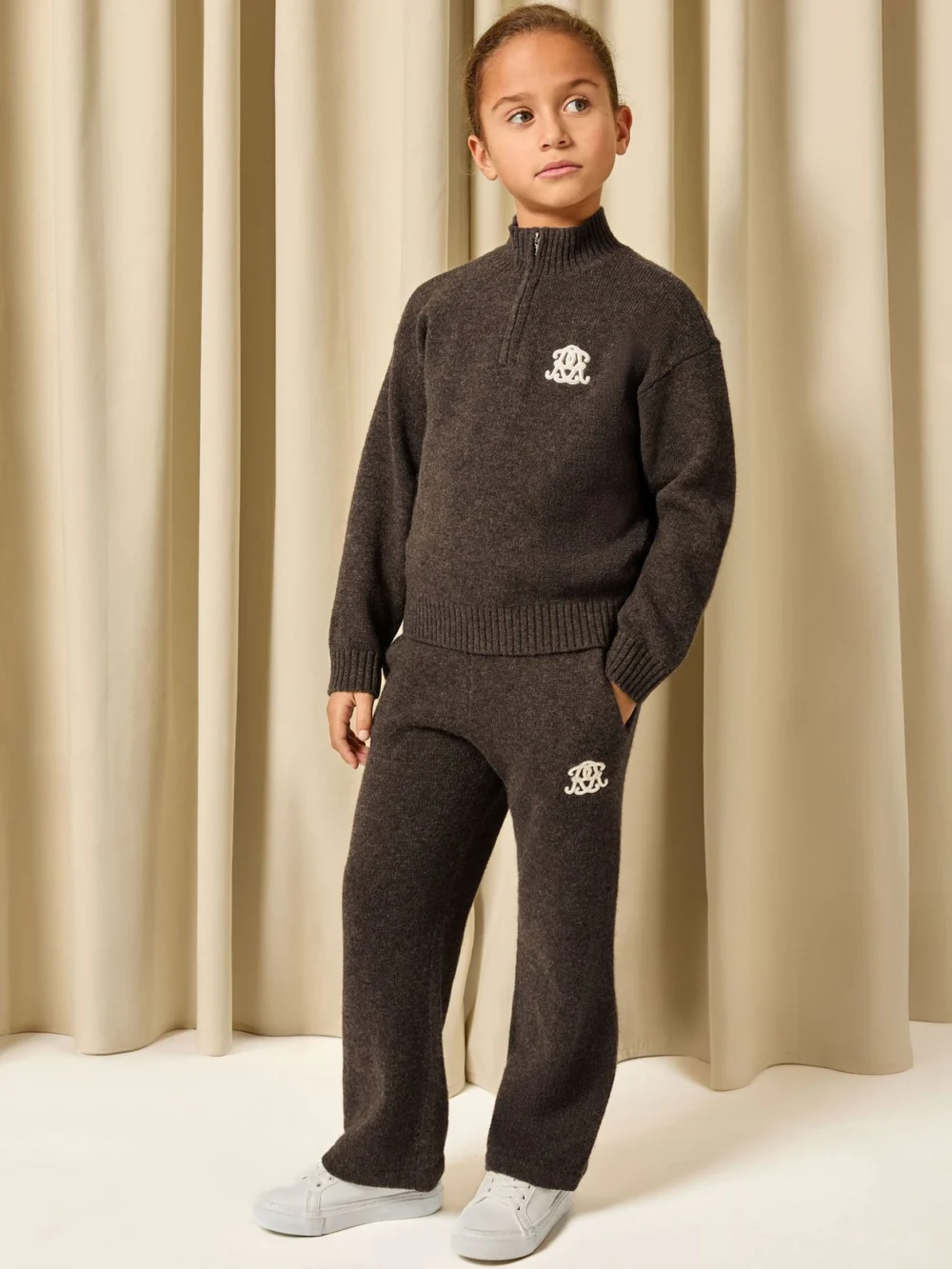 Reiss Chocolate Brown 3-9 yrs Monogram Relaxed Wool-blend Joggers Fit, view 3
