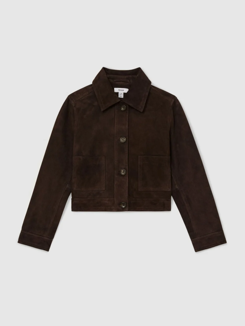 Reiss Chocolate Brown 3-9 yrs Suede Twin-pocket Jacket