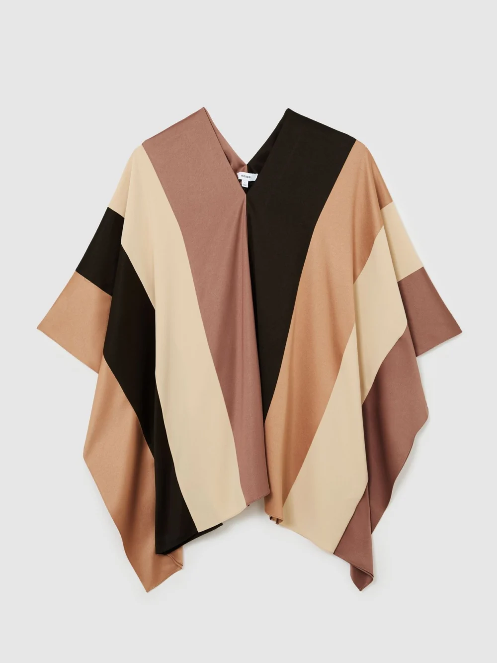 Reiss Chocolate Brown & Cream Colour-block Tunic Dress, view 2