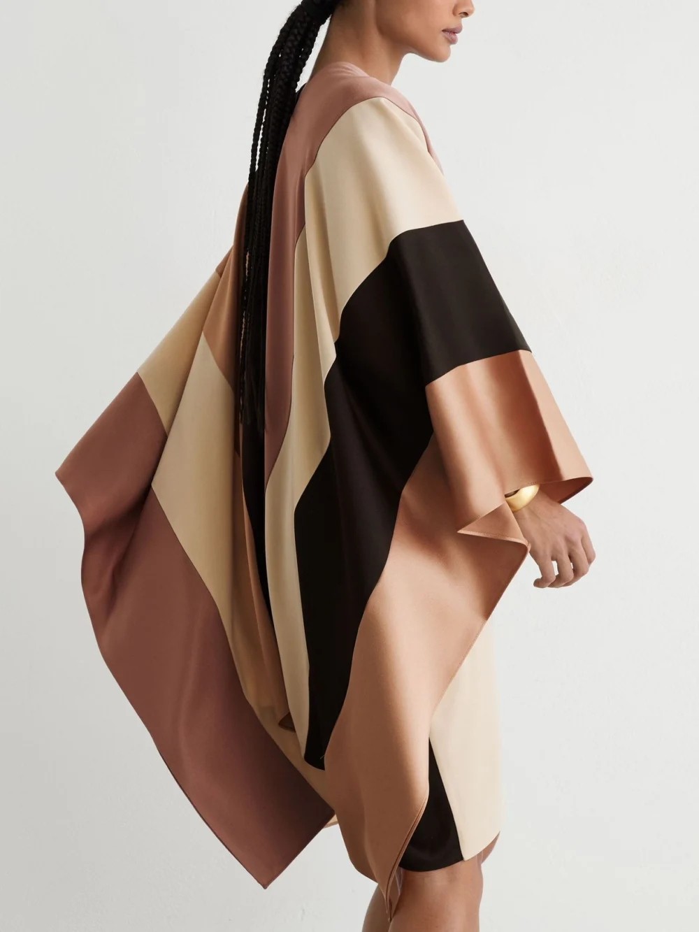 Reiss Chocolate Brown & Cream Colour-block Tunic Dress, view 4