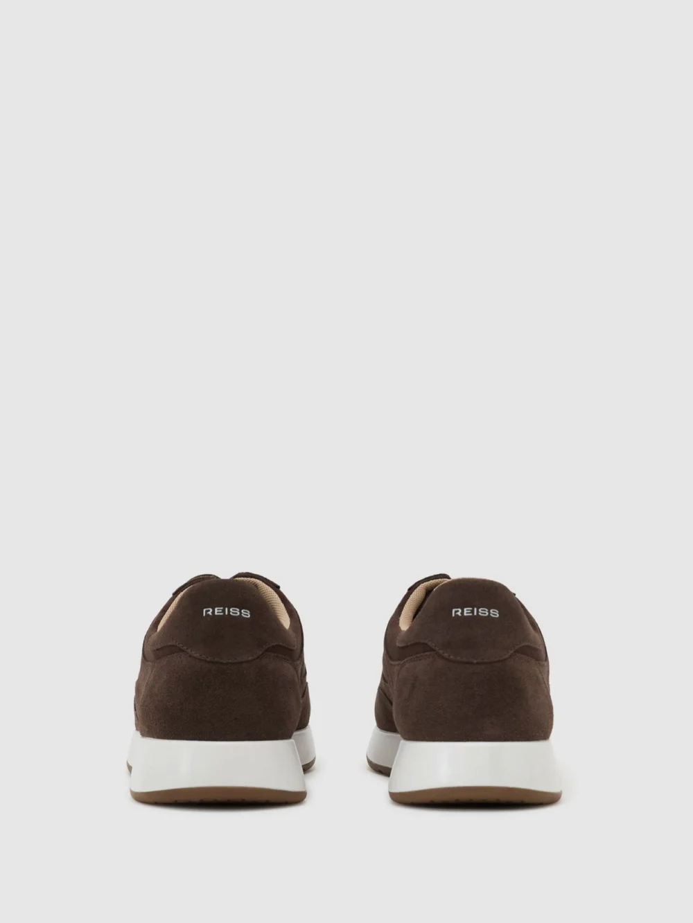 Reiss Chocolate Brown Bonded-leather Lightweight Runner Trainers, view 4