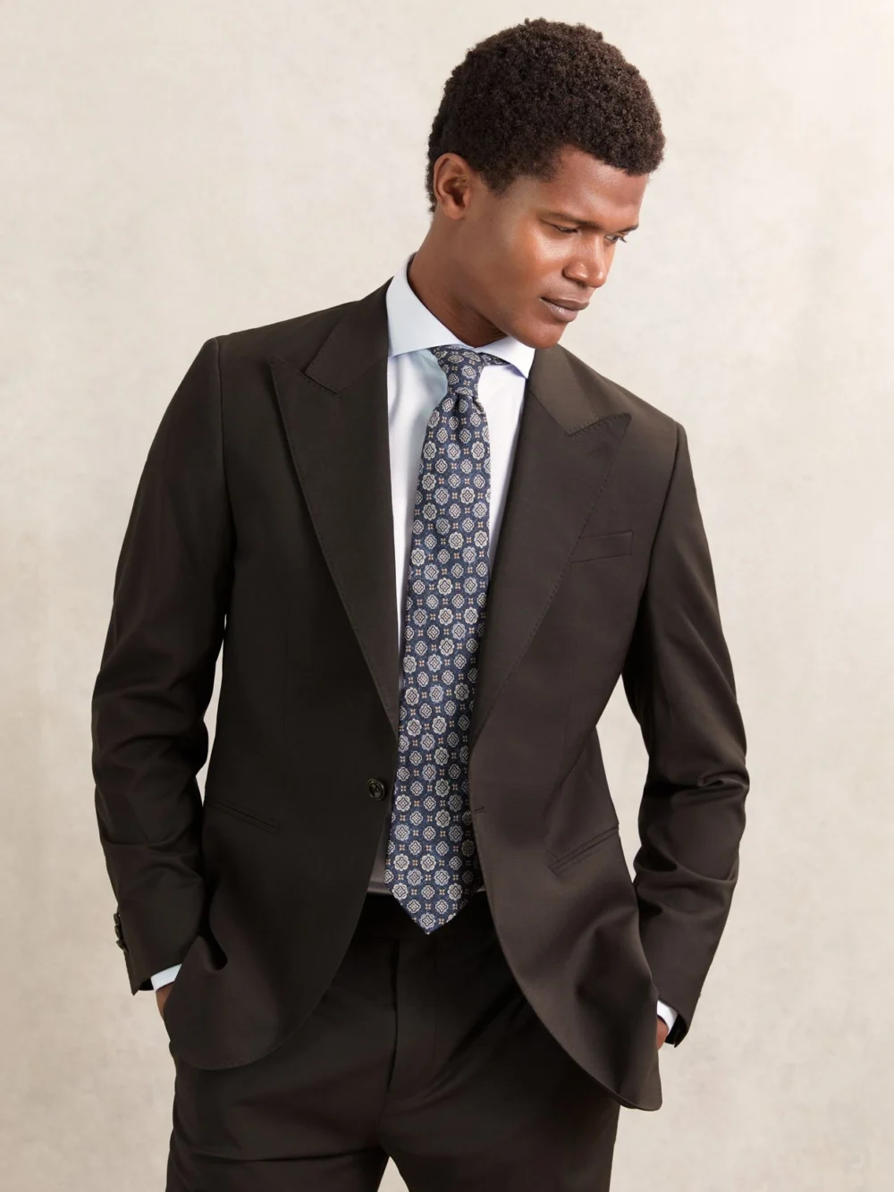 Reiss Chocolate Brown Classic-fit Single-breasted Suit Blazer