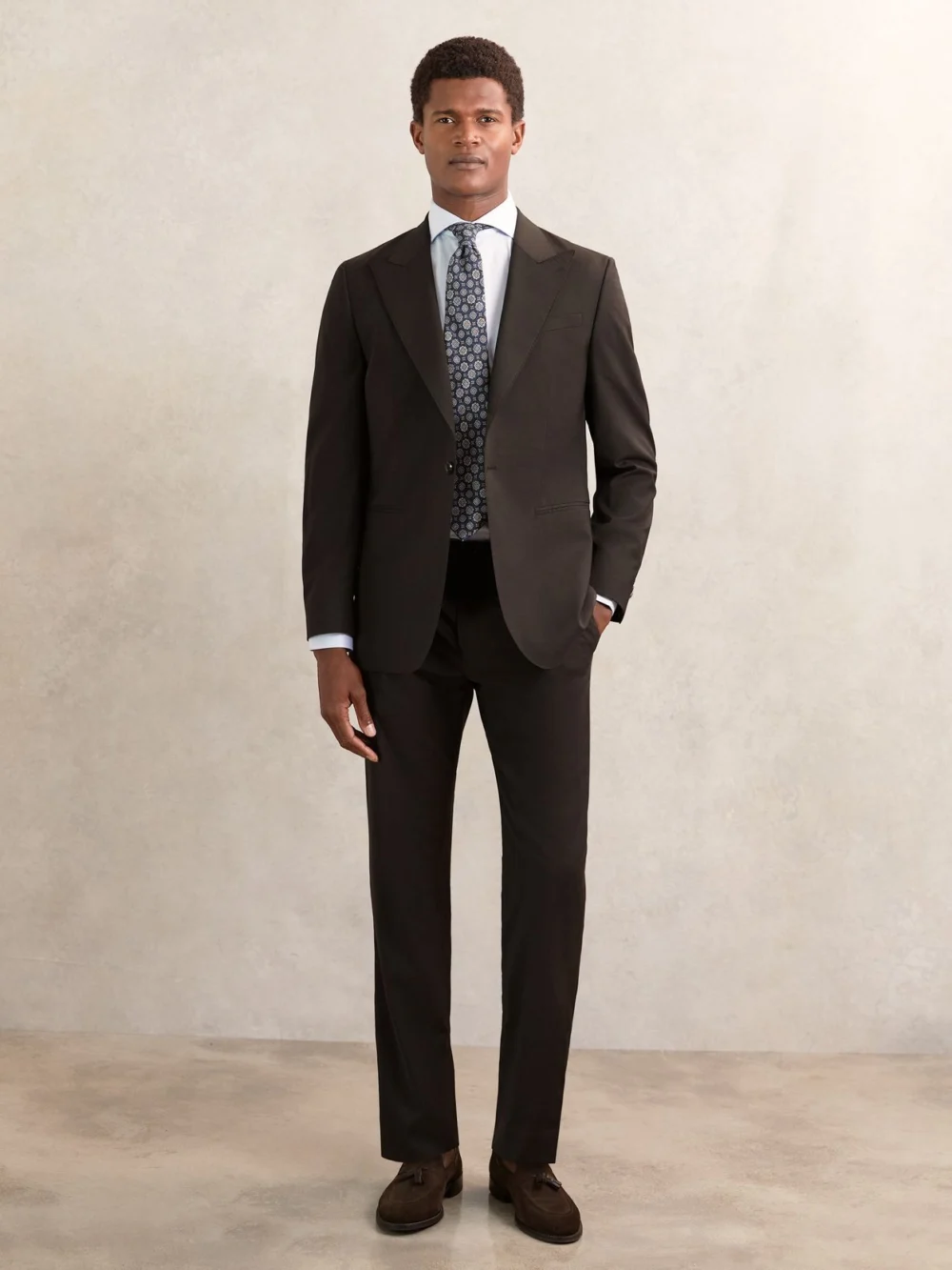 Reiss Chocolate Brown Classic-fit Single-breasted Suit Blazer, view 3
