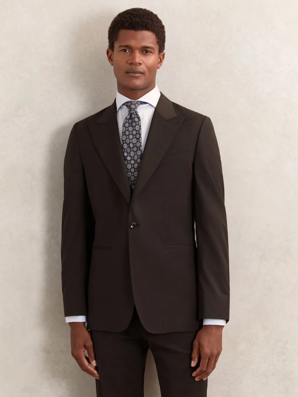 Reiss Chocolate Brown Classic-fit Single-breasted Suit Blazer, view 4