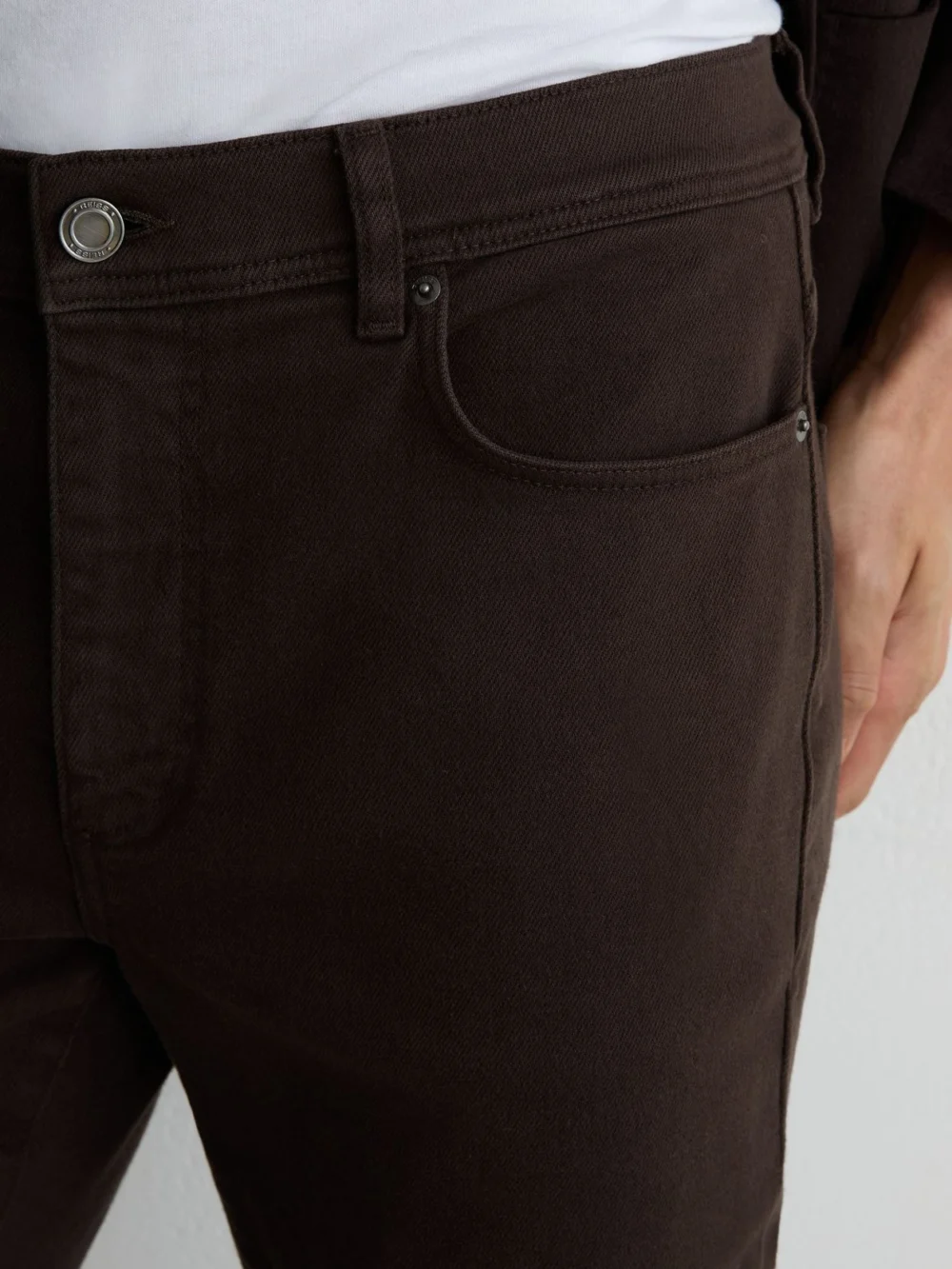 Reiss Chocolate Brown Cotton-blend Slim-fit Jeans, view 4