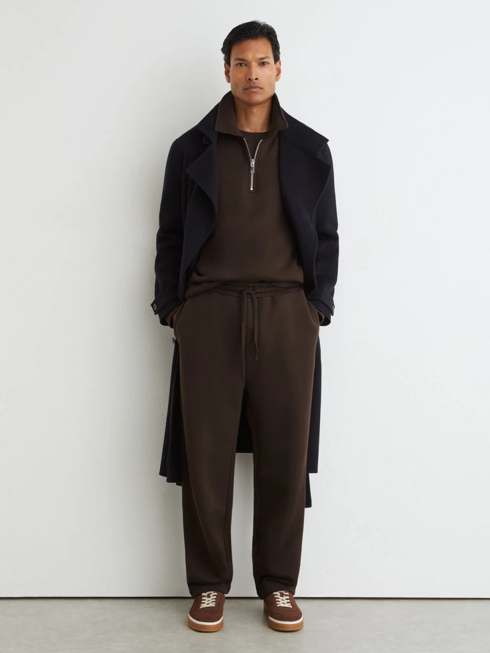 Reiss Chocolate Brown Cotton Heavyweight Straight-leg Joggers
