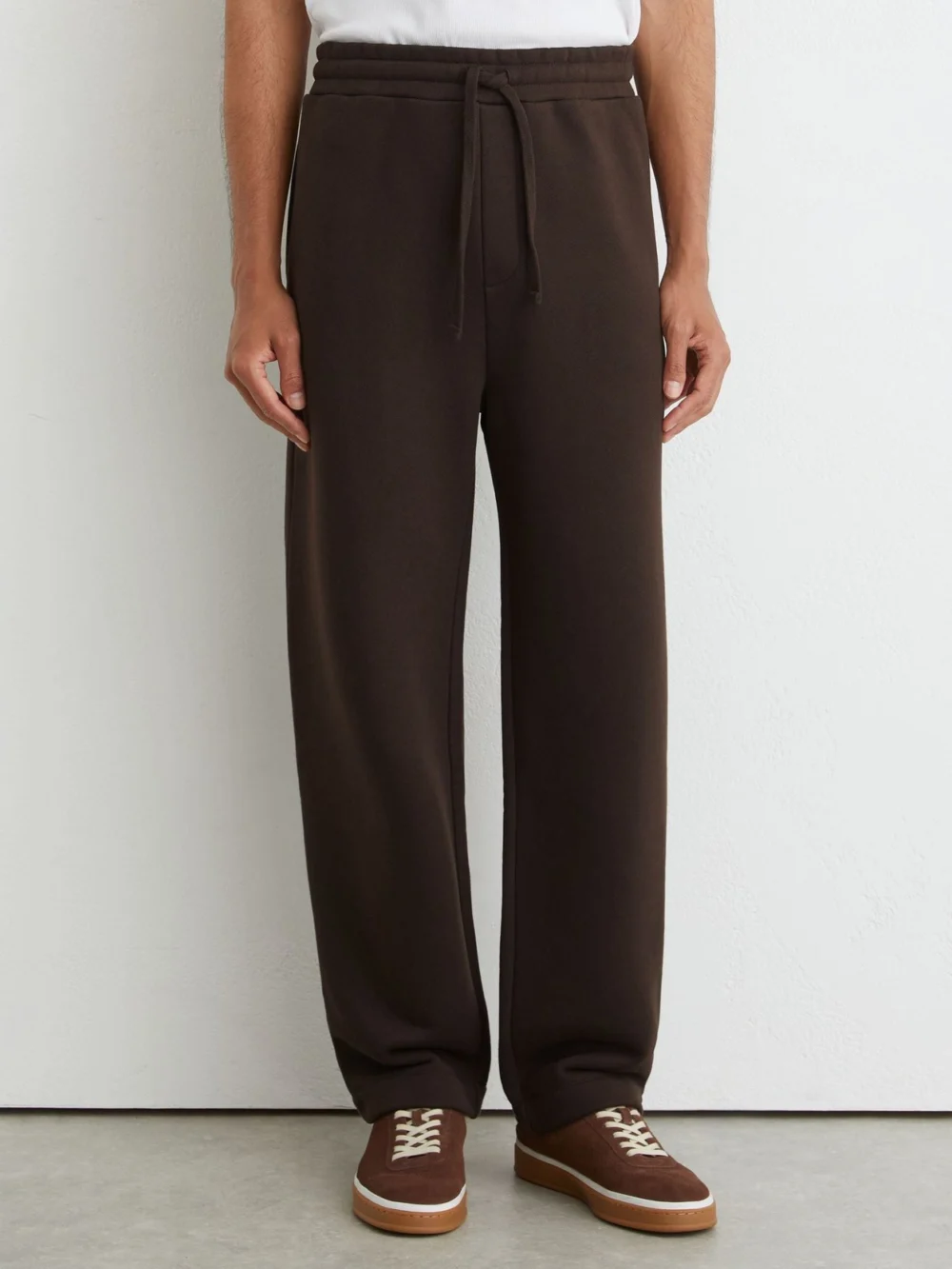 Reiss Chocolate Brown Cotton Heavyweight Straight-leg Joggers, view 3