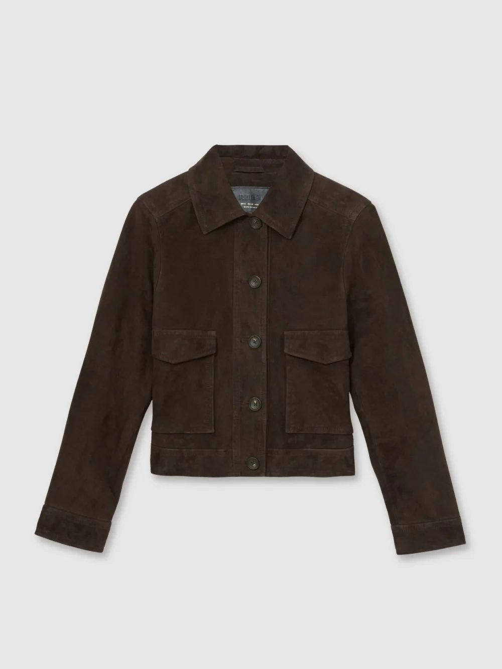 Reiss Chocolate Brown Hanson Petite Trucker Jacket, view 2