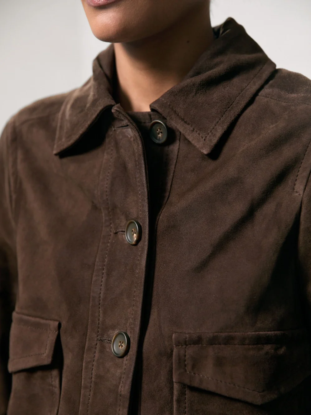 Reiss Chocolate Brown Hanson Petite Trucker Jacket, view 3