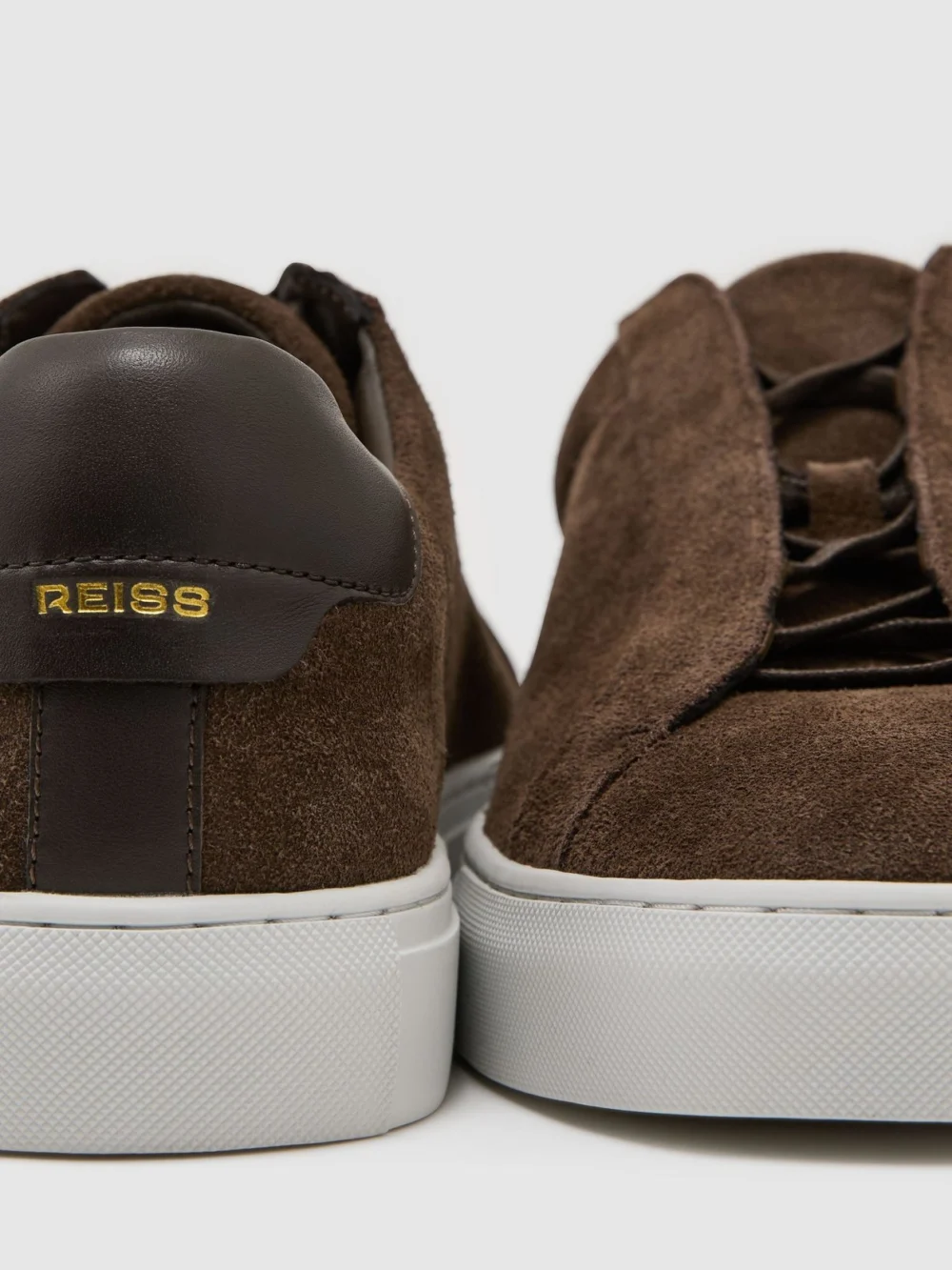 Reiss Chocolate Brown Jenson Lace-up Trainers, view 2