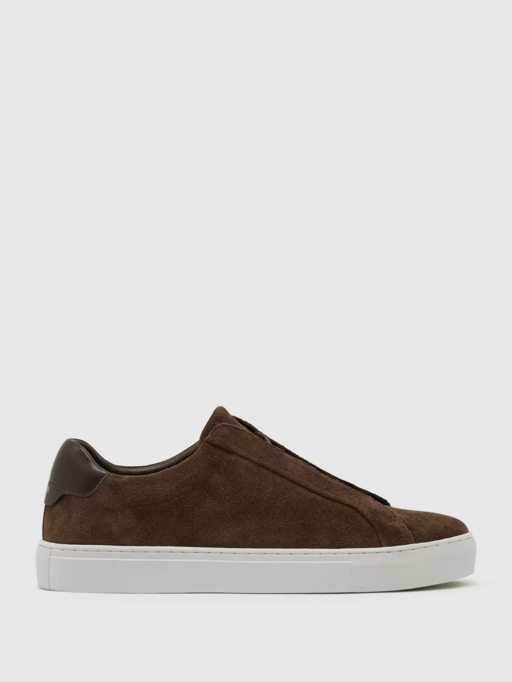 Reiss Chocolate Brown Jenson Lace-up Trainers, view 3