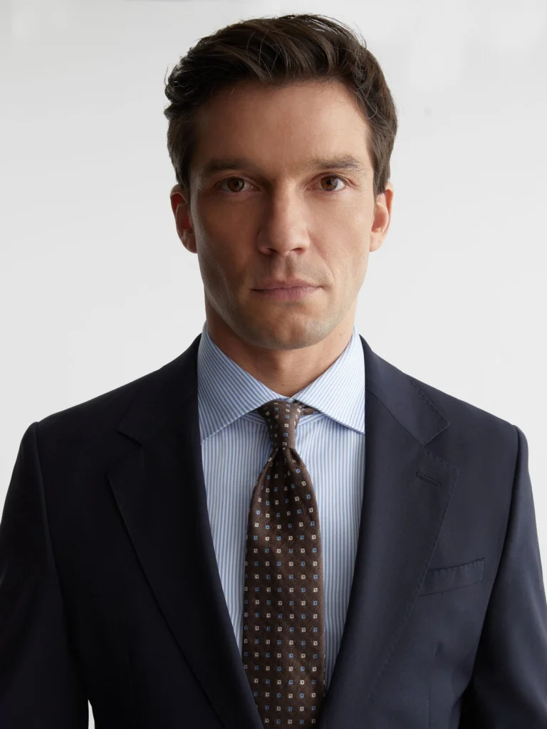 Reiss Chocolate Brown Linen-silk Blend Micro-square Tie,