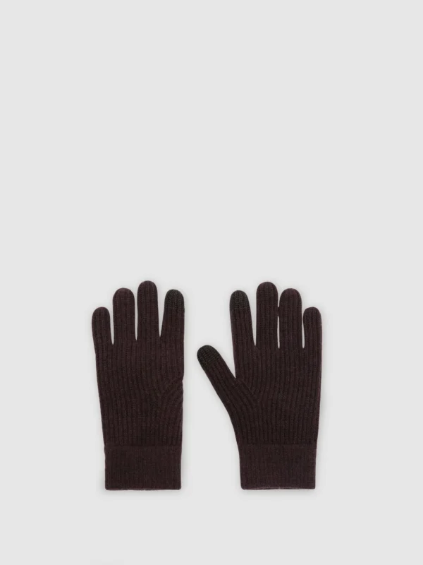 Reiss Chocolate Brown Merino Wool Rib-knit Gloves,
