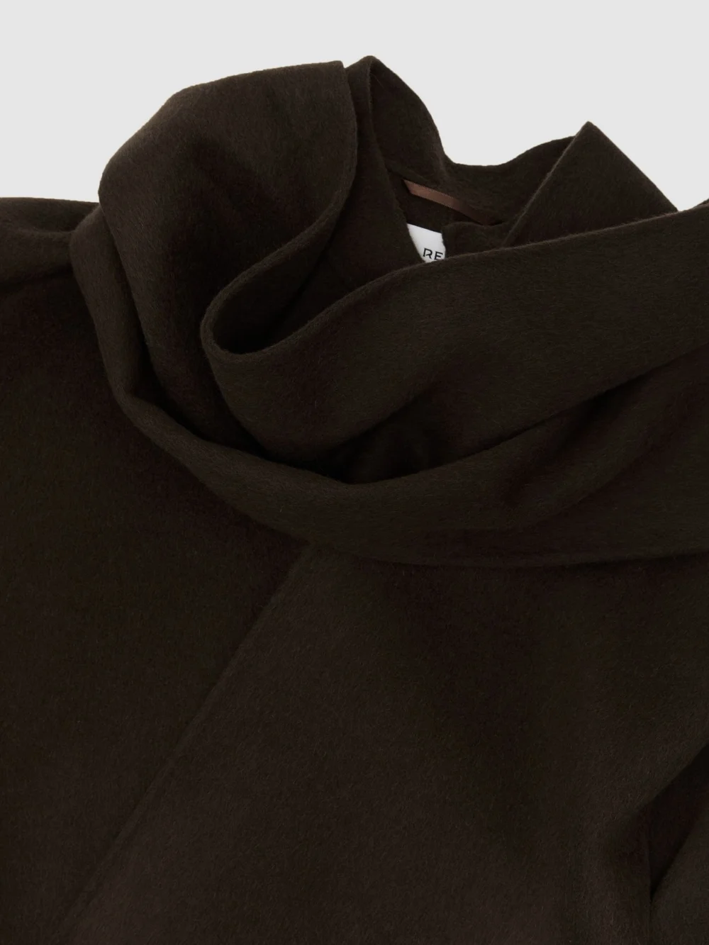 Reiss Chocolate Brown Petite Wool-blend Long Blind-seam Scarf Coat, view 6