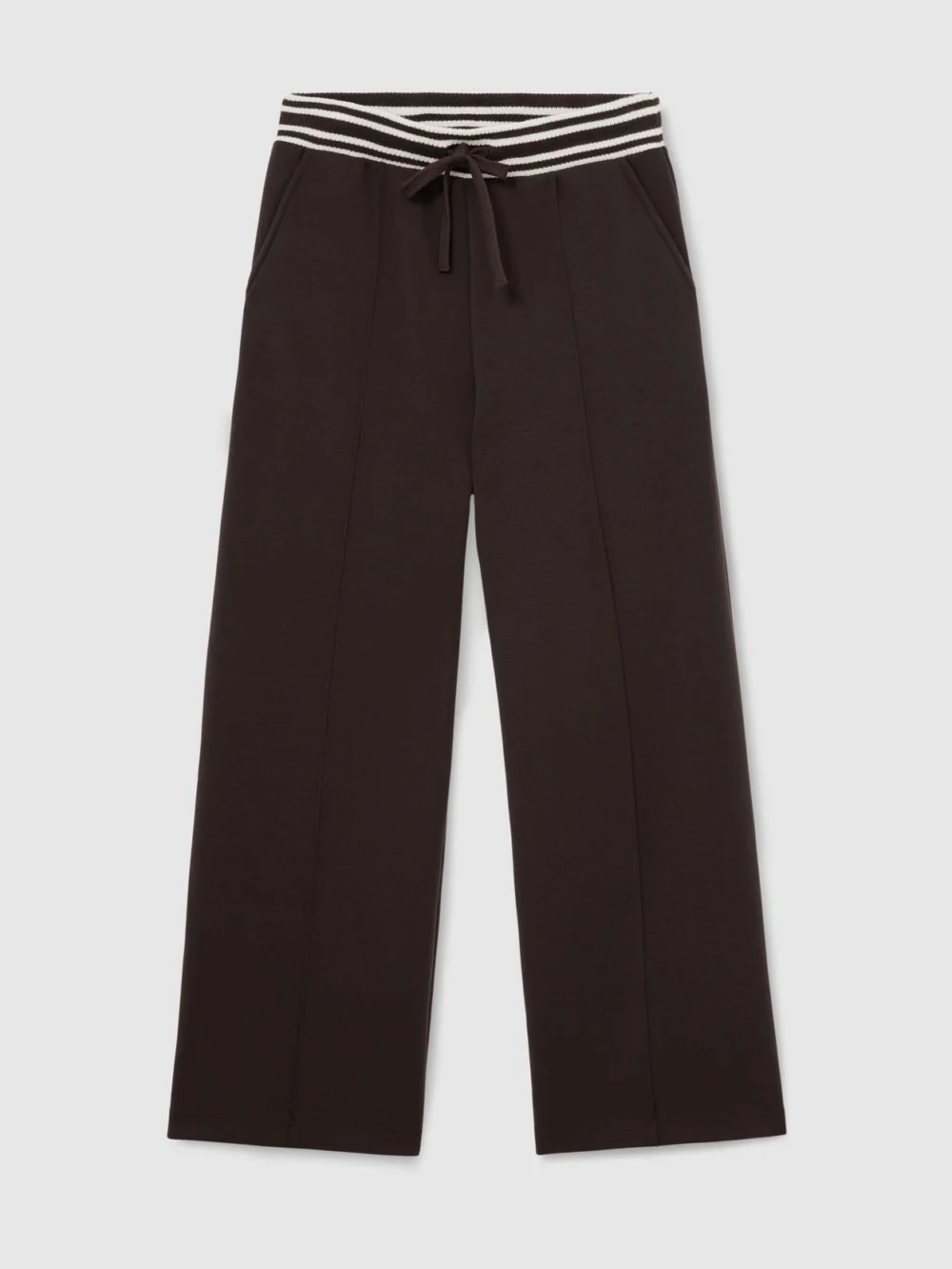 Reiss Chocolate Brown Premium Interlock Stripe-waist Joggers, view 6