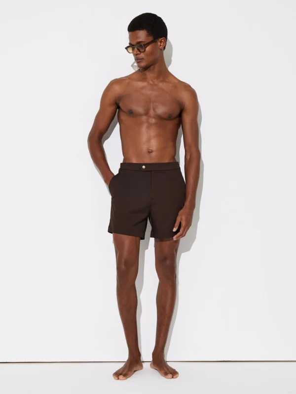 Reiss Chocolate Brown Side-adjuster Swim Shorts