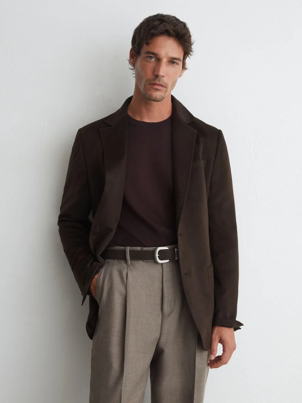Reiss Chocolate Brown Single-breasted Blazer with Gilet Insert Tailored-fit